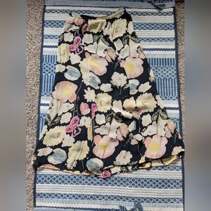 Vintage Floral Maxi Skirt in Black and Pastel